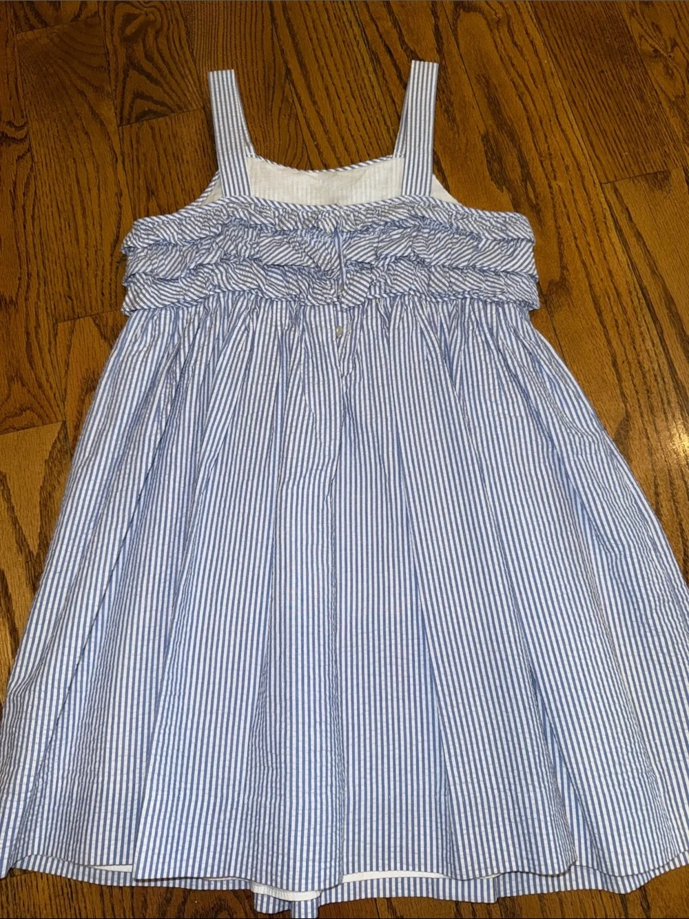 Ralph Lauren girls seersucker Ruffle front dress size 12 NWOT